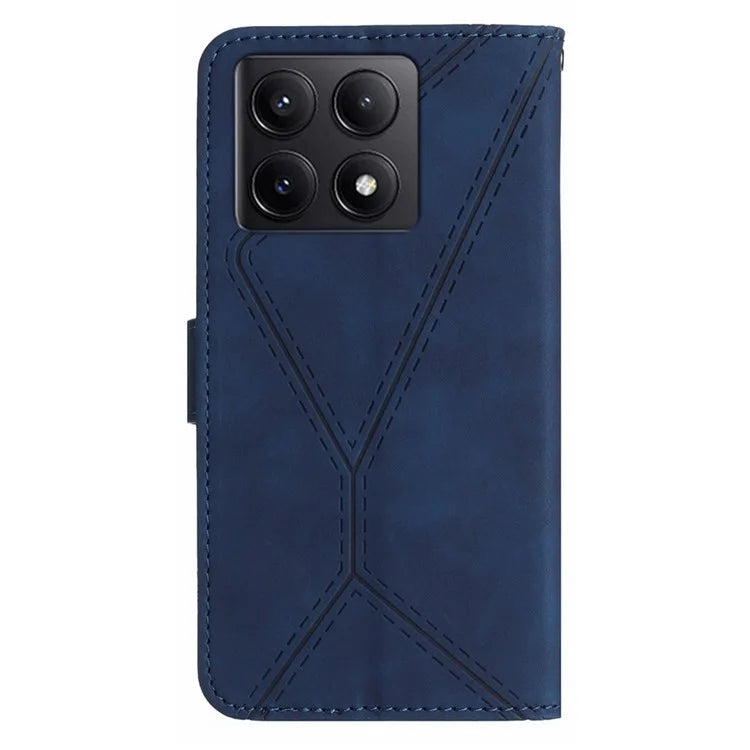 HT05 For Xiaomi 14T Pro Case Skin-Touch Lines PU Leather Flip Phone Cover