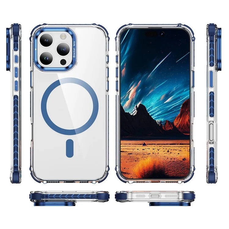 For iPhone 15 Pro Case with Lens Kickstand Drop-Proof Phone Cover Compatible with MagSafe