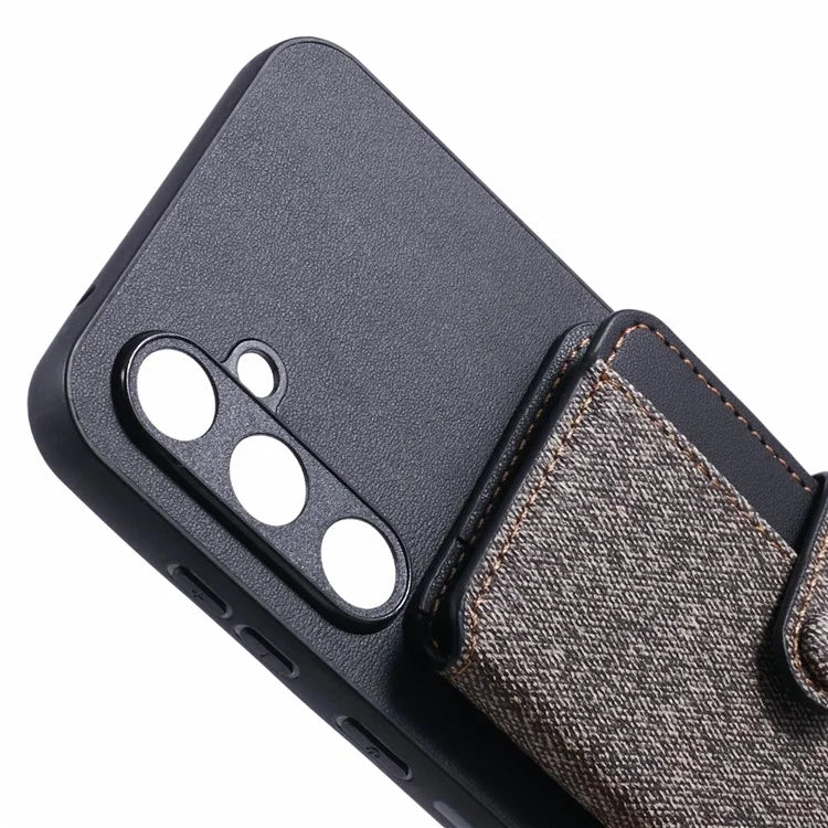 For Samsung Galaxy S24 FE Phone Case Adhesive Card Bag Color Matching with Kickstand