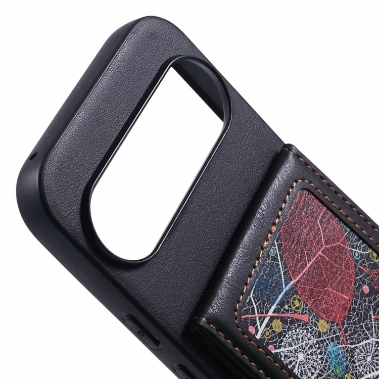For Google Pixel 9 Pro XL Phone Case with Galaxy Card Bag Kickstand RFID Blocking