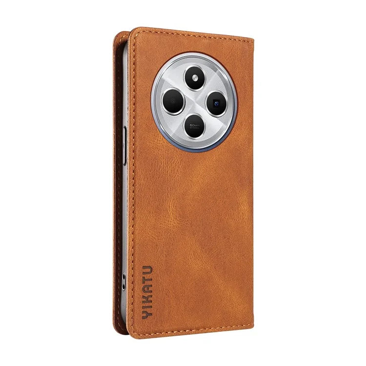 YIKATU YK-004 For Xiaomi Redmi 14C 4G Case Leather Skin-Touch Phone Cover Magnetic Auto-Absorbed