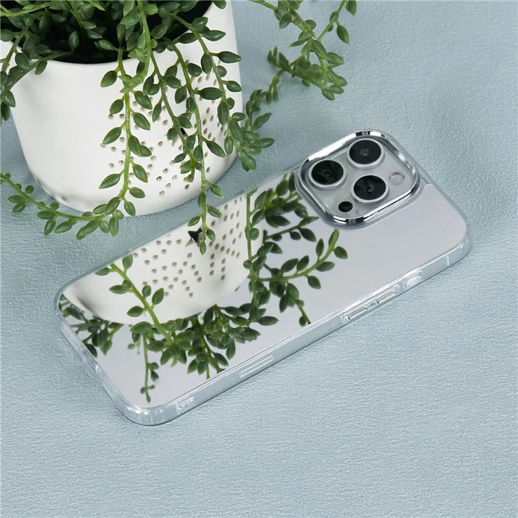 For iPhone 16 Pro Max Case Electroplated Mirror Surface Acrylic+TPU Phone Cover