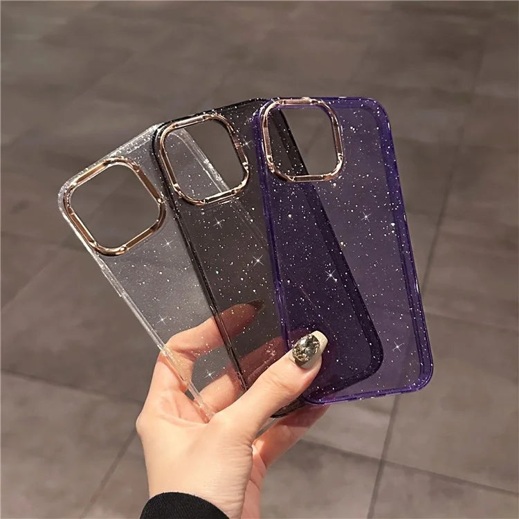 For iPhone 16 Pro Case IMD Sparkle Sequin PC+TPU Shockproof Phone Cover