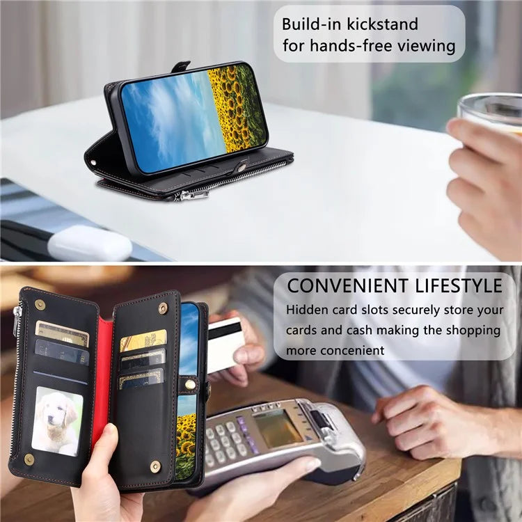 015 Style For Xiaomi Redmi 14C 4G Case TPU+PU Leather Wallet Phone Cover with Straps