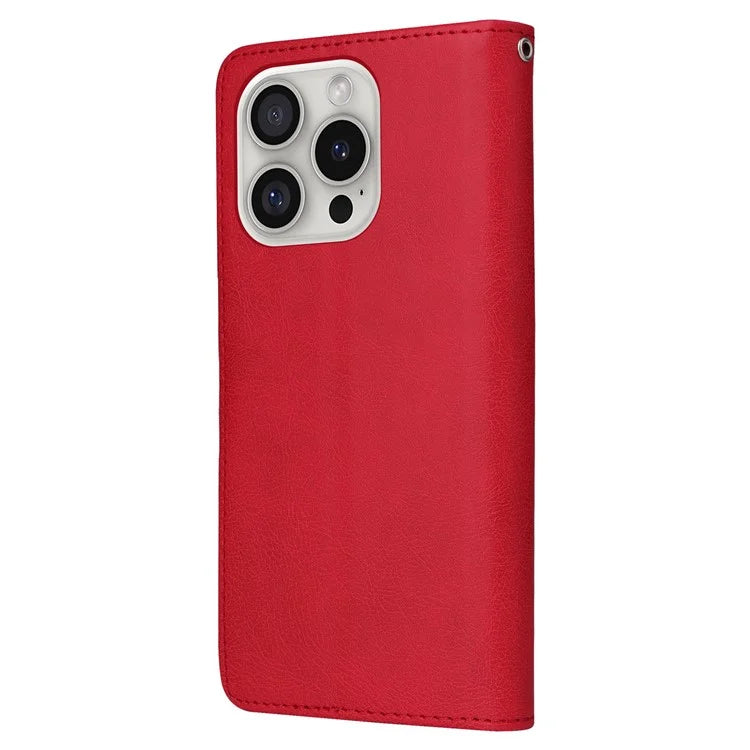 KT Leather Series-3 For iPhone 16 Pro Max Case PU Leather 2 in 1 Wallet Phone Cover Magnetic Detachable