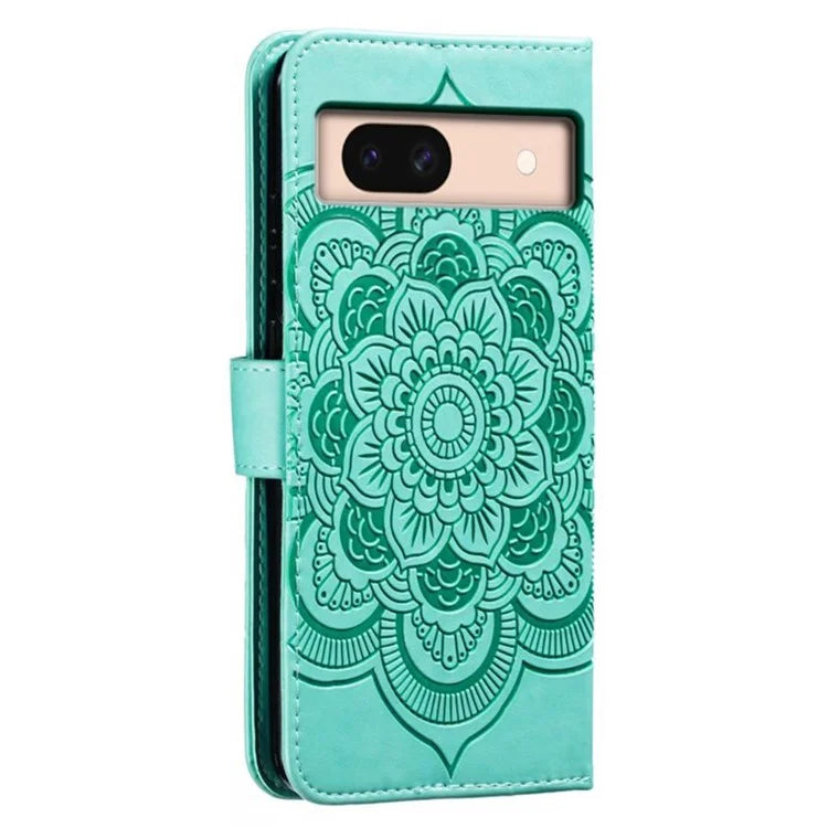 For Google Pixel 8a Case PU Leather Mandala Imprinted Design Wallet Phone Cover