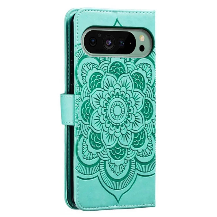 For Google Pixel 9 Pro / Pixel 9 Case PU Leather Mandala Imprinted Design Wallet Phone Cover