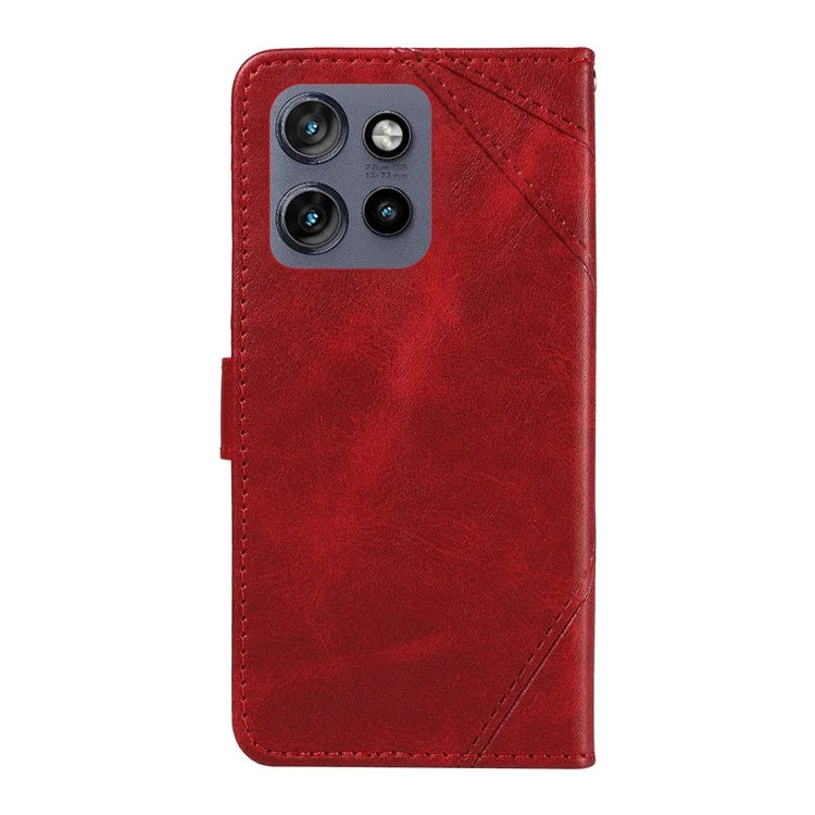 For Motorola Edge 50 Neo 5G Case Leather Geometric Line Wallet Phone Cover with Wrist Strap