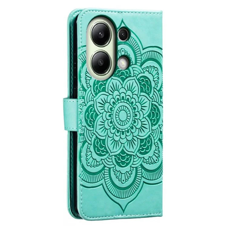 For Xiaomi Redmi Note 13 4G Case PU Leather Mandala Imprinted Design Wallet Phone Cover