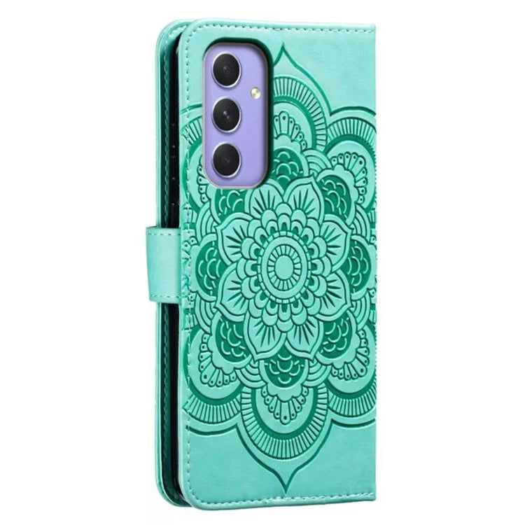 For Samsung Galaxy S24 Case PU Leather Mandala Imprinted Design Wallet Phone Cover