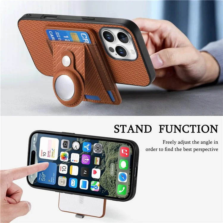 Holder for AirTag / iPhone 16 Pro Max Case Detachable Card Holder Leather+TPU+PC Phone Cover
