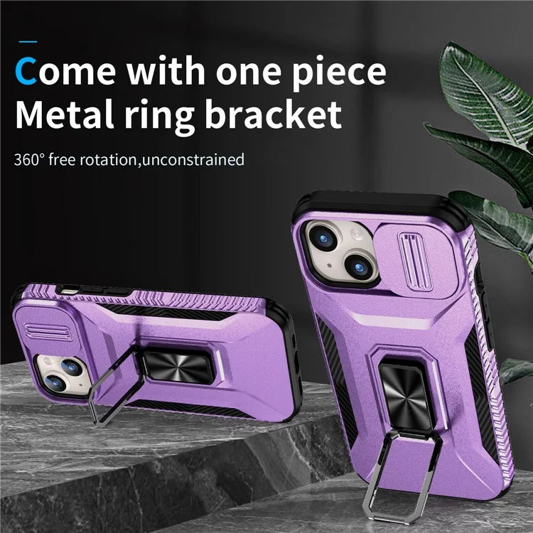 For iPhone 15 Case Camshield Kickstand TPU+PC Anti-Slip Phone Cover