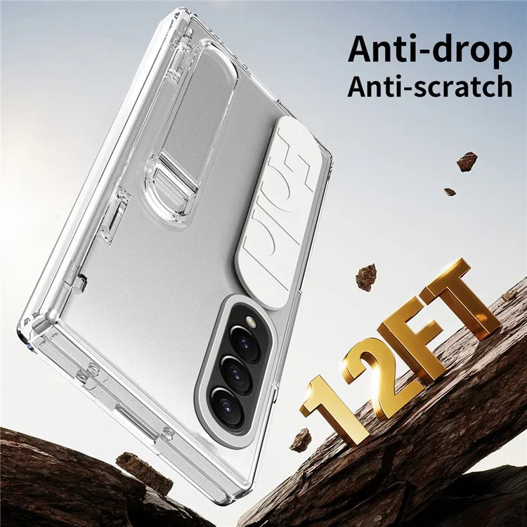 For Samsung Galaxy Z Fold3 5G Case Kickstand Wristband PC Phone Cover with Tempered Glass Film