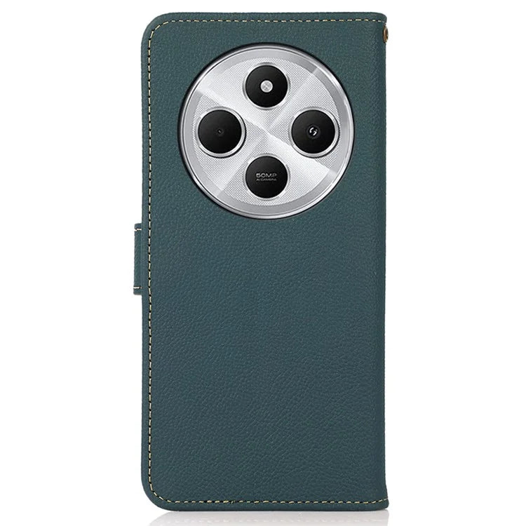 KHAZNEH For Xiaomi Redmi 14C 4G Case Genuine Cow Leather Wallet Phone Cover
