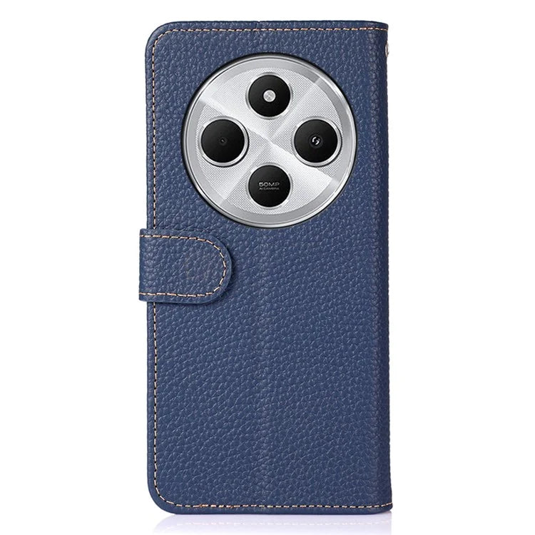 KHAZNEH For Xiaomi Redmi 14C 4G Phone Case Genuine Cow Leather Flip Cover