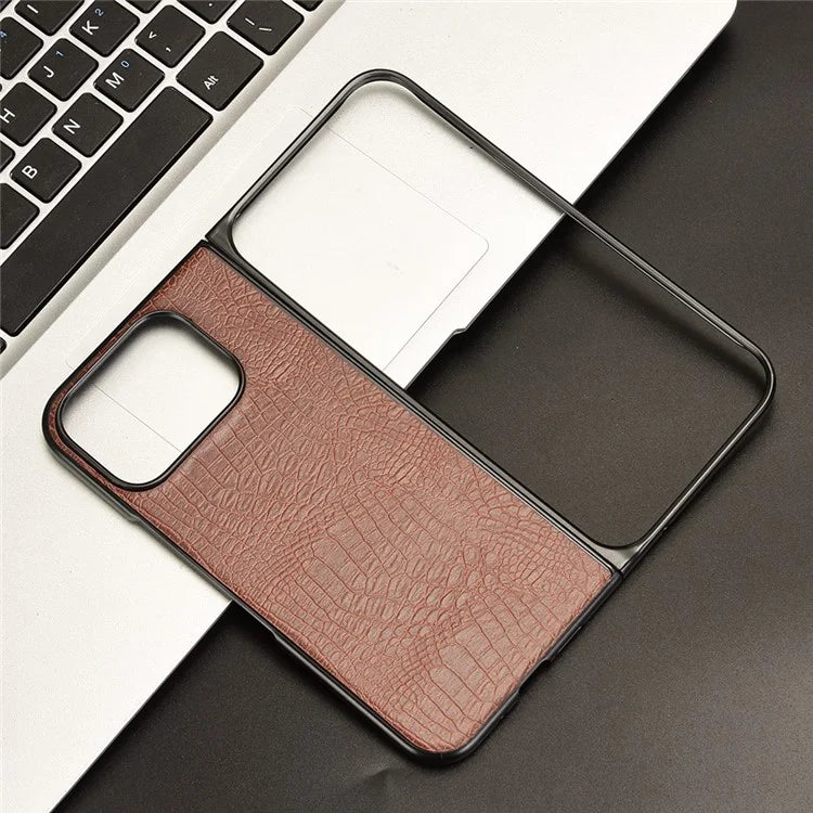 For Google Pixel 9 Pro Fold 5G Case Crocodile Texture Leather Coated Hard PC Phone Cover