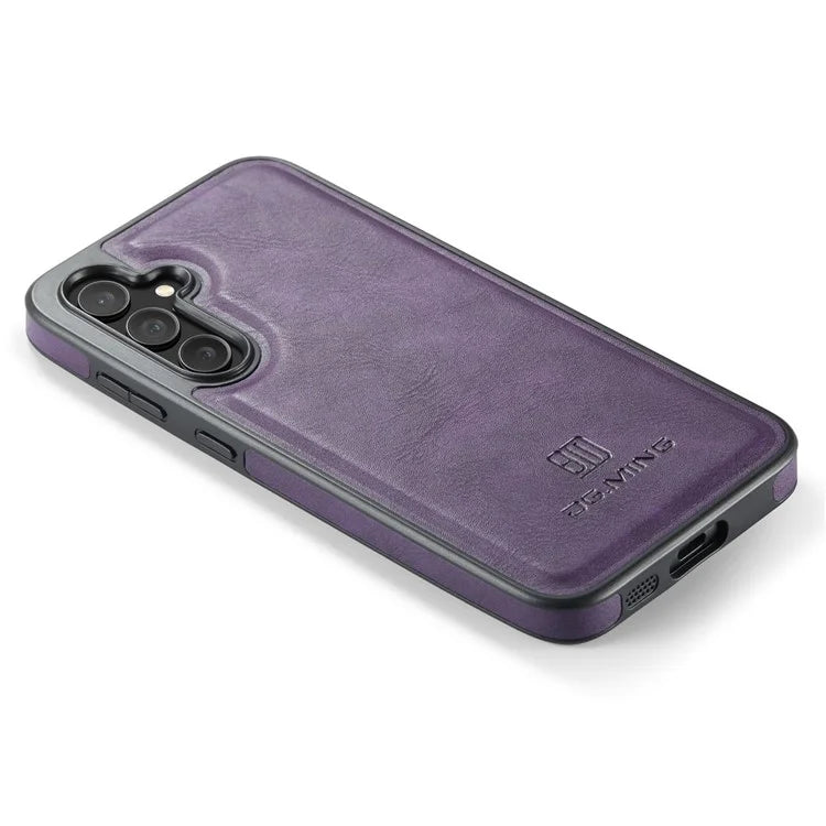 DG.MING For Samsung Galaxy S24 FE Case Anti-Drop Leather Coated PC+TPU Phone Back Cover