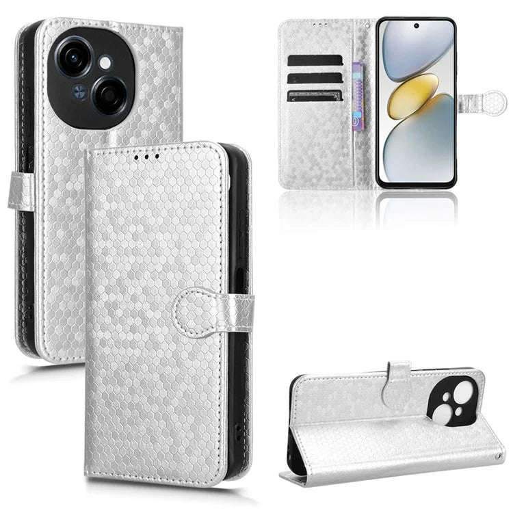 For Tecno Spark Go 2025 / Tecno Pop 9(Tecno Spark Go1) Wallet Case Dot Pattern Imprint PU Leather Phone Cover