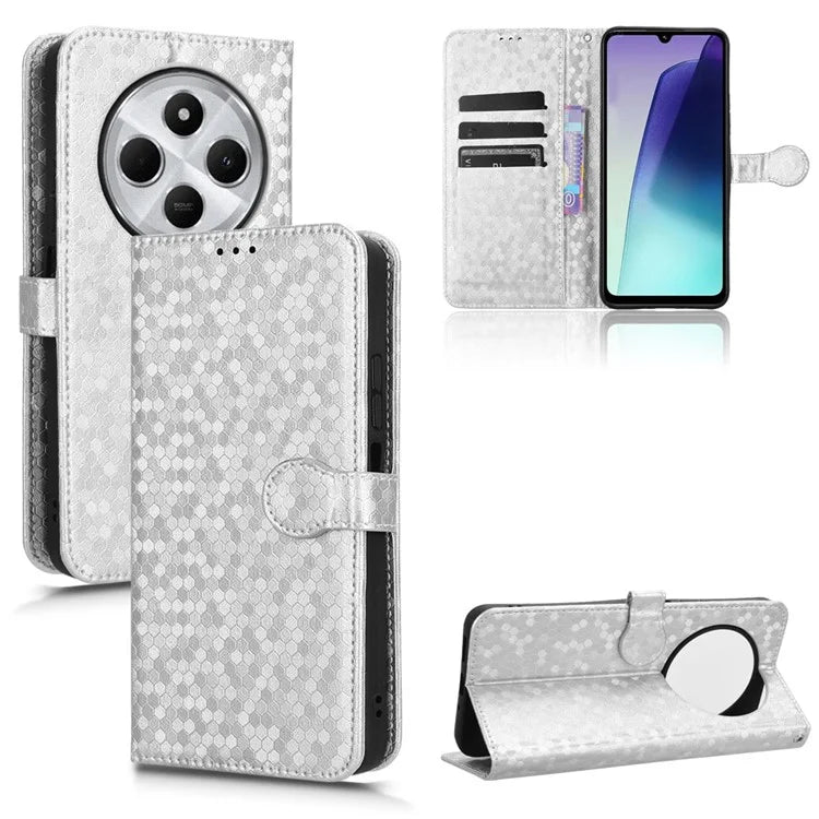 For Xiaomi Redmi 14C 4G Wallet Case Dot Pattern Imprint PU Leather Phone Cover