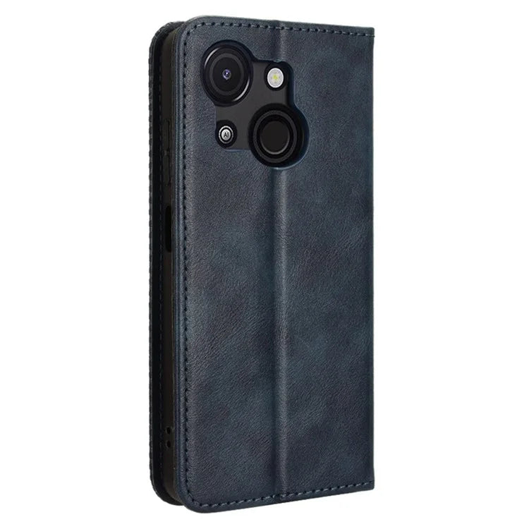 For itel A50C A669L Leather Case Wallet Stand Retro Texture Phone Cover