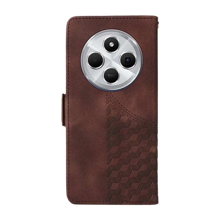 For Xiaomi Redmi 14C 4G Case PU Leather Phone Cover Rhombus Starry Imprinted