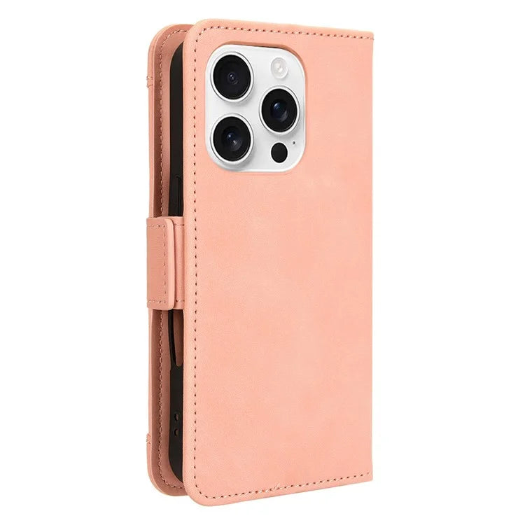 For iPhone 16 Pro Leather Case Phone Wallet Cover with Multiple Card Slots