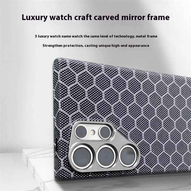 For Samsung Galaxy S24 Ultra Magnetic Case Aramid Fiber Honeycomb Texture Phone Cover
