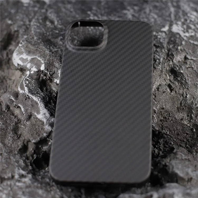 For iPhone 16 Plus Magnetic Case 1500D Coarse Texture Aramid Fiber Phone Cover (Big Lens Hole) - Black
