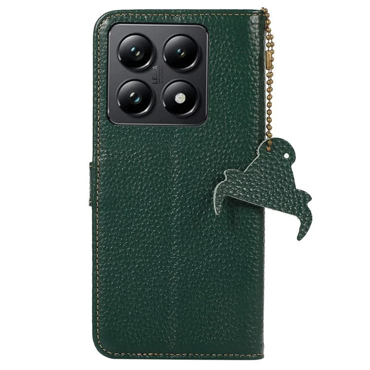 For Xiaomi 14T Pro Case RFID Blocking Litchi Texture Genuine Cow Leather Phone Cover
