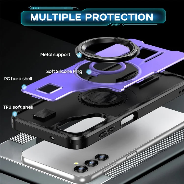 For Samsung Galaxy A14 4G / 5G Case TPU+PC Kickstand Phone Cover with Silicone Finger Strap