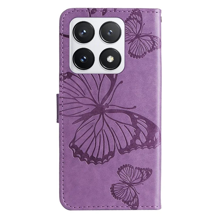 KT Imprinting Flower Series-2 For Xiaomi 14T Pro Case Butterfly Leather Phone Cover