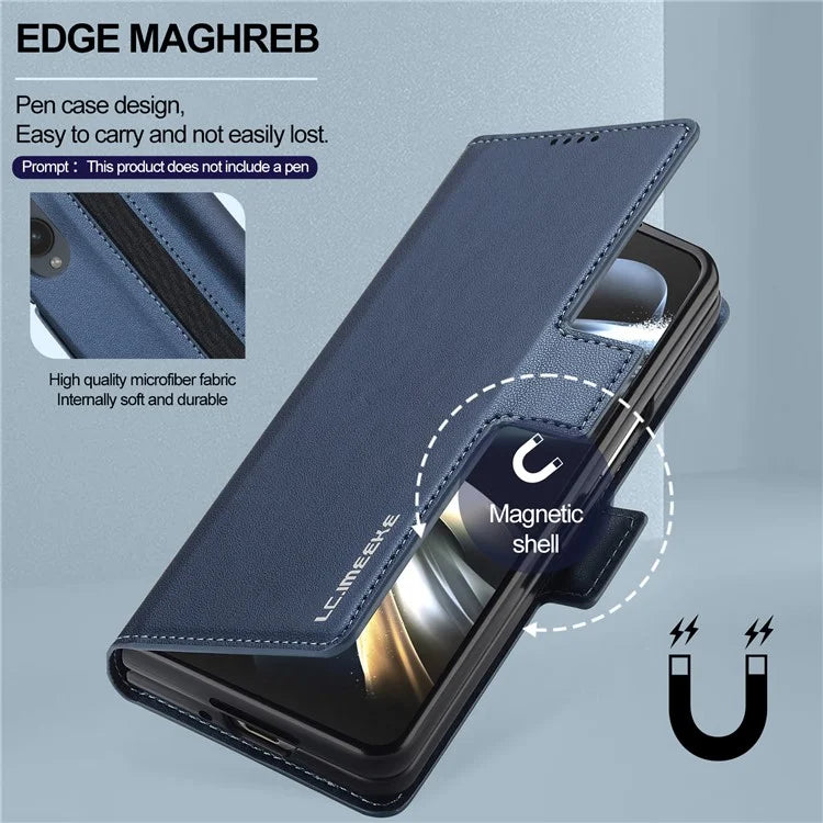 LC.IMEEKE L1 For Samsung Galaxy Z Fold3 5G Stand Case Texture PU Leather Wallet Phone Cover