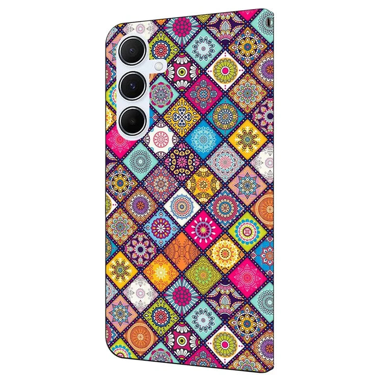For Samsung Galaxy A25 5G (Global) (161.0 x 76.5 x 8.3mm) Case Pattern Printed Protective Cover TPU+PU Leather Flip Phone Case