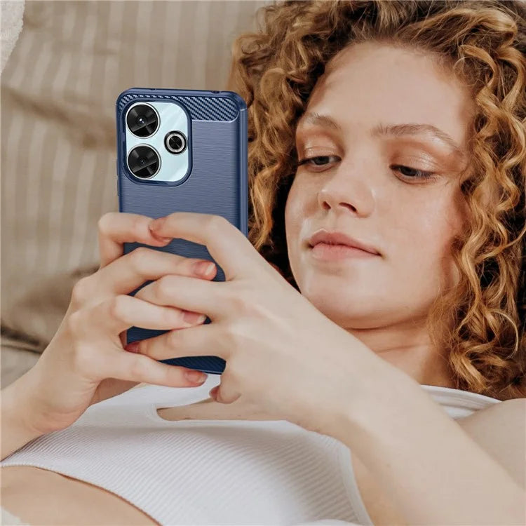 For Xiaomi Redmi 13 4G / 13 5G / Poco M6 4G / Note 13R 5G / Poco M6 Plus 5G Case Carbon Fiber Texture TPU Brushed Phone Cover