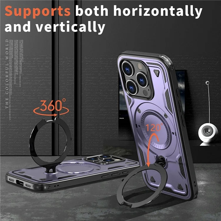 For iPhone 16 Pro Max Case Compatible with MagSafe Military Protection PC+TPU Kickstand Phone Cover
