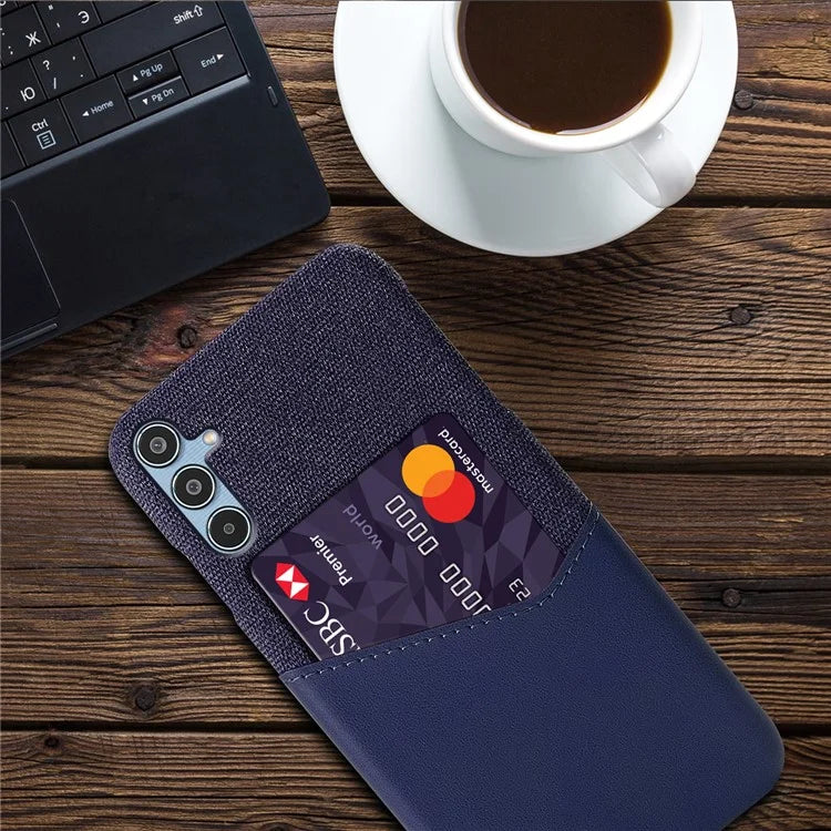 For Samsung Galaxy M35 5G Case Cloth Texture PU Leather Hard PC Card Slot Phone Cover