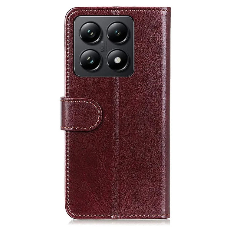 For Xiaomi 14T Pro Case Crazy Horse Texture PU Leather Phone Stand Cover