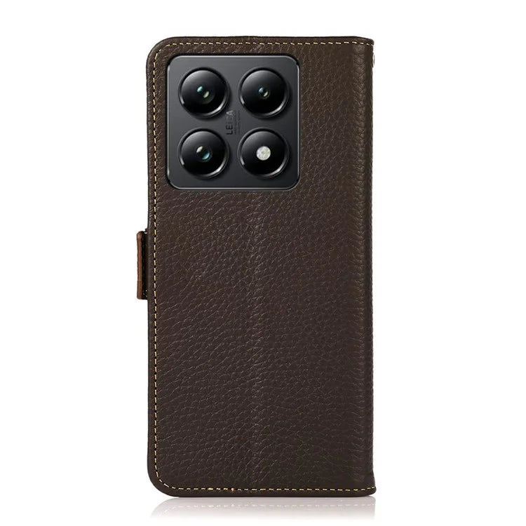 KHAZNEH For Xiaomi 14T Phone Case Genuine Cow Leather Cover RFID Blocking