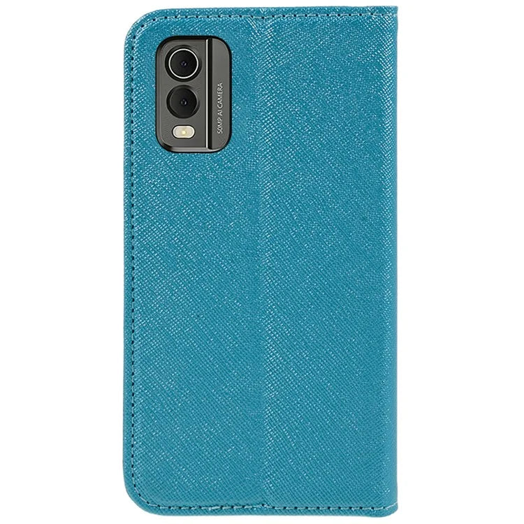 For Nokia C32 Magnetic Closing PU Leather Case Cross Texture Stand Wallet Protective Phone Cover