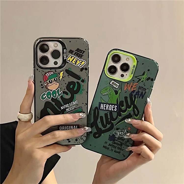For iPhone 15 Pro Max Phone Cover PC+TPU Colorful Pattern Printing Art Case