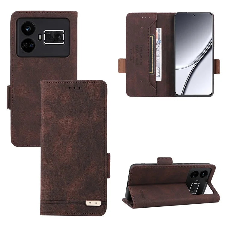 For Realme GT5 5G Case Shockproof PU Leather Wallet Stand Mobile Phone Cover