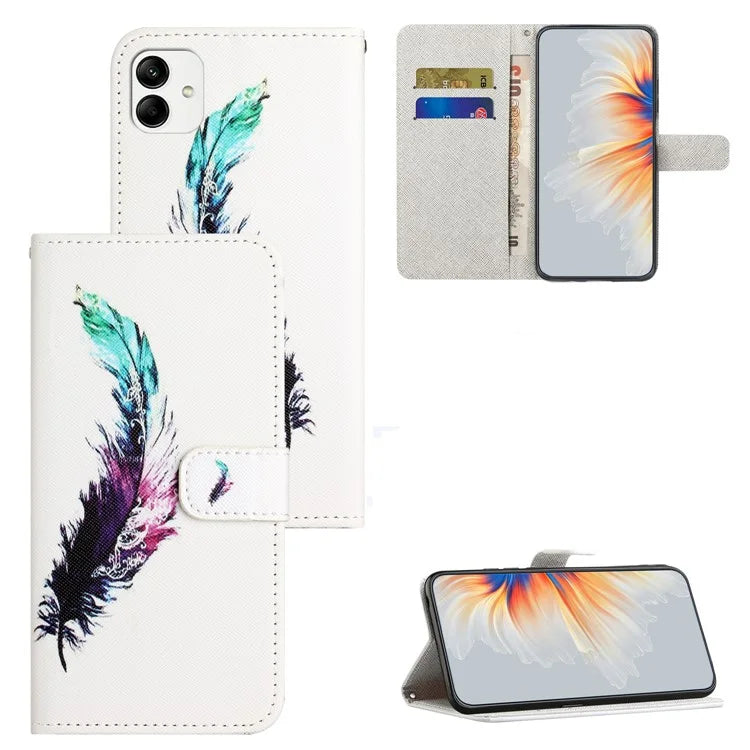 For Motorola Moto G54 5G Case Pattern Printing Anti-Drop PU Wallet Phone Case with Strap