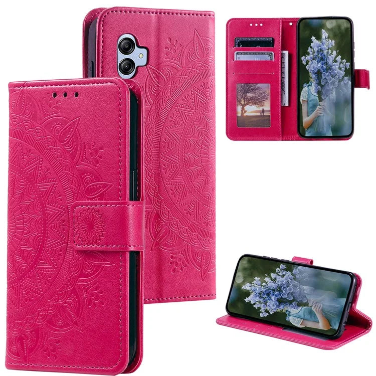 For Samsung Galaxy A05 4G Case Wallet PU Leather Imprinted Stand Phone Cover with Strap
