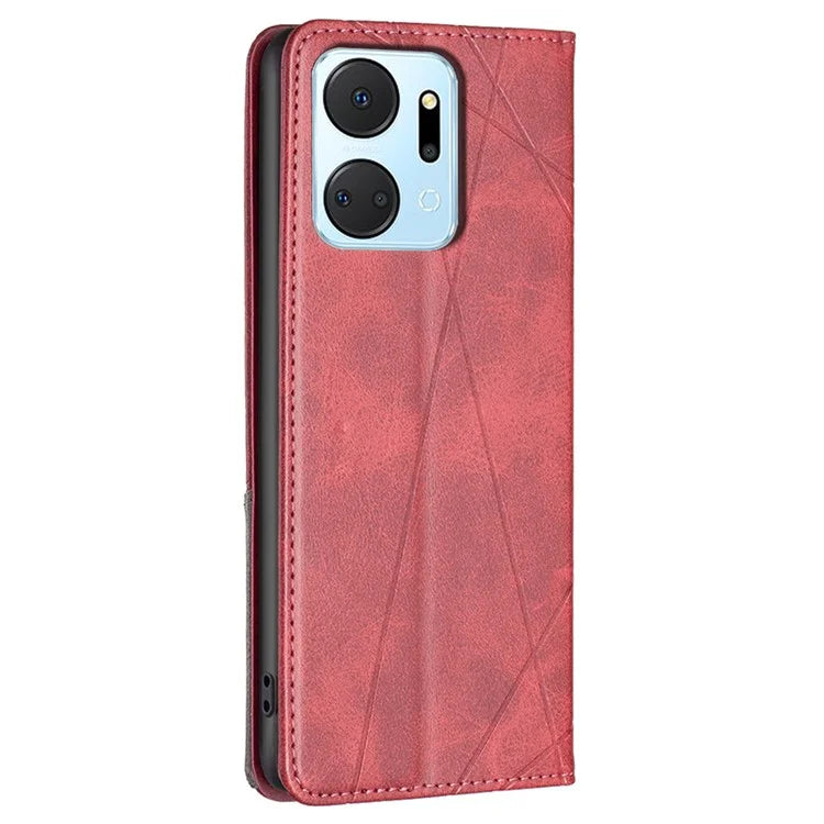 For Honor X7a 4G Case PU Leather Stand Phone Cover with Card Holder