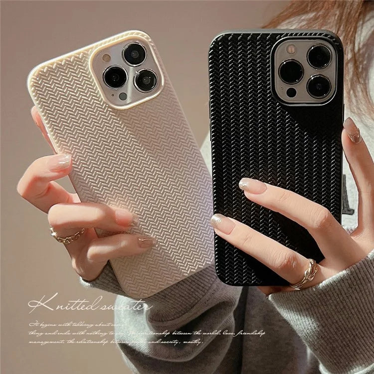For iPhone 15 Pro Case Woven Texture Soft TPU Anti-scratch Phone Cover