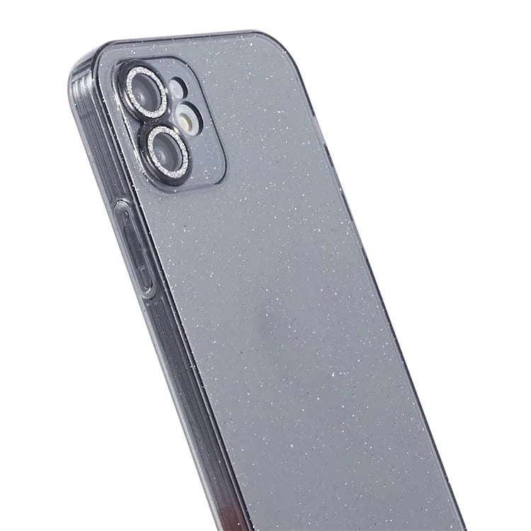 For iPhone 12 Case Anti-drop Glitter Powder TPU Phone Cover with Lens Protector