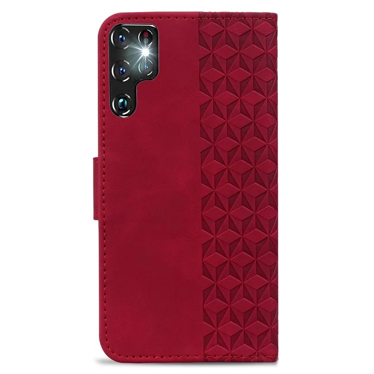 For Samsung Galaxy S23 Ultra Case Imprinted PU Leather Flip Shell Phone Cover