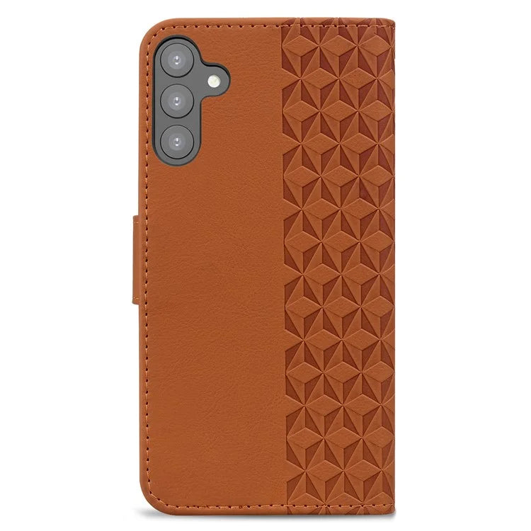 For Samsung Galaxy S23 FE Case Rhombus Imprinted Business Leather Wallet Phone Cover