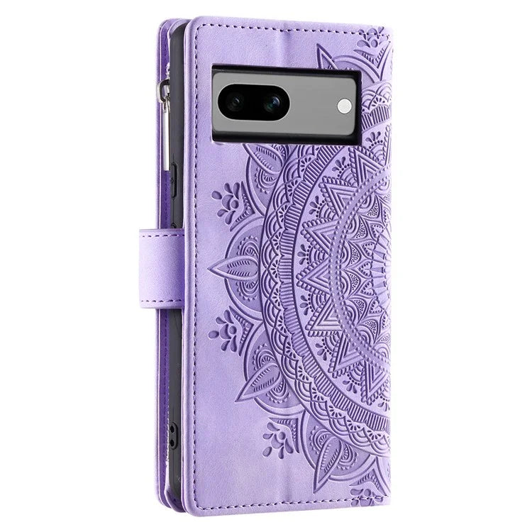 For Google Pixel 8a Case Wallet Imprinted PU Leather Phone Cover with Strap