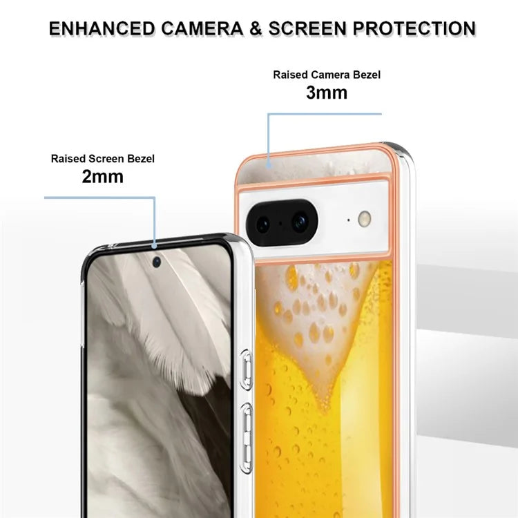 YB IMD Series-19 Style-D For Google Pixel 8 Case IMD Pattern Electroplated TPU Phone Cover